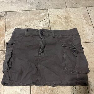 Gray Cargo Mini Skirt